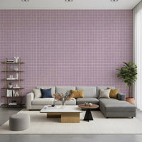 Lavender linen weave wallpaper with subtle grain.