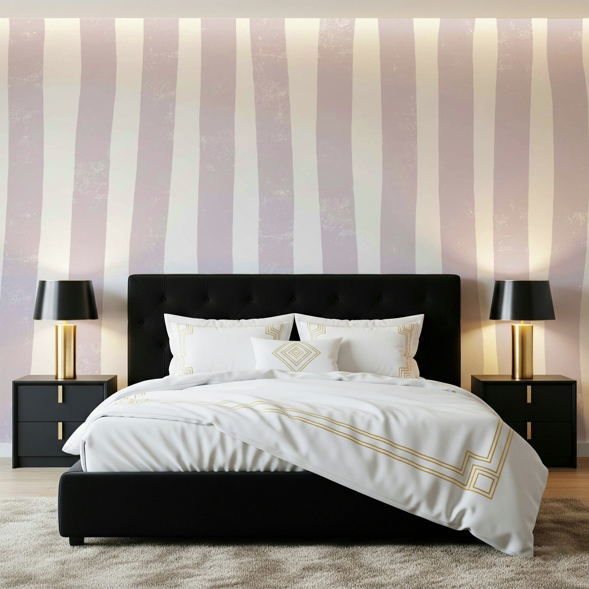 Lavender Stripes Wall Mural with soft vertical light tones GD5443