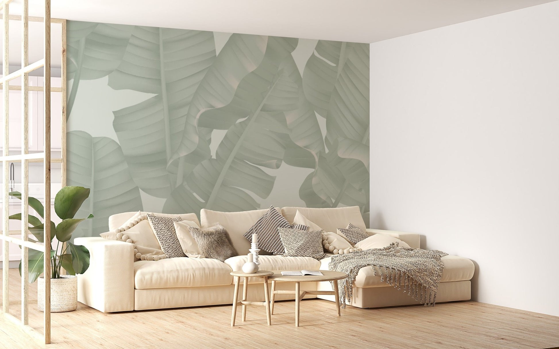 Green Banana Leaves Wallpaper Mural - Giffywalls A631