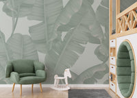 Tropical green banana leaves wallpaper design A631