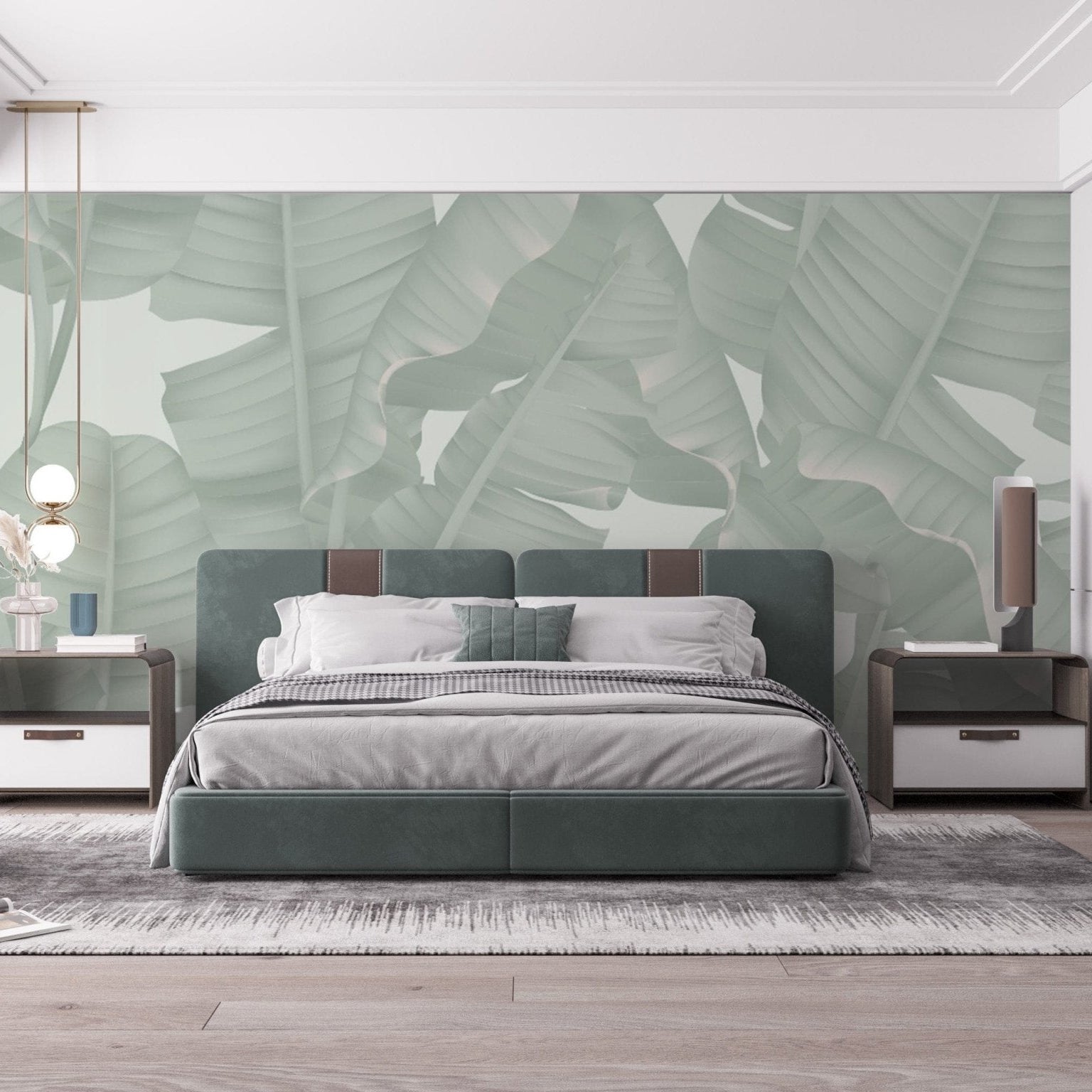 Green Banana Leaves Wallpaper Mural - Giffywalls A631