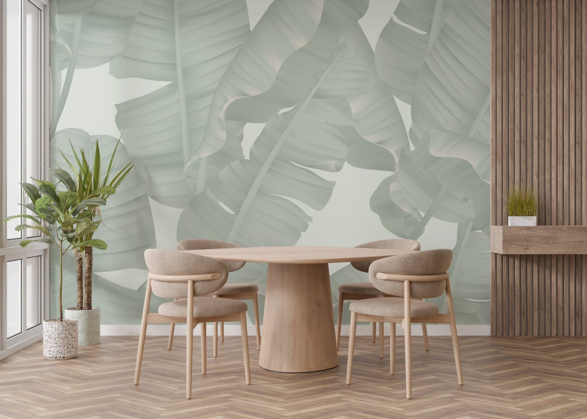 Green Banana Leaves Wallpaper Mural - Giffywalls A631