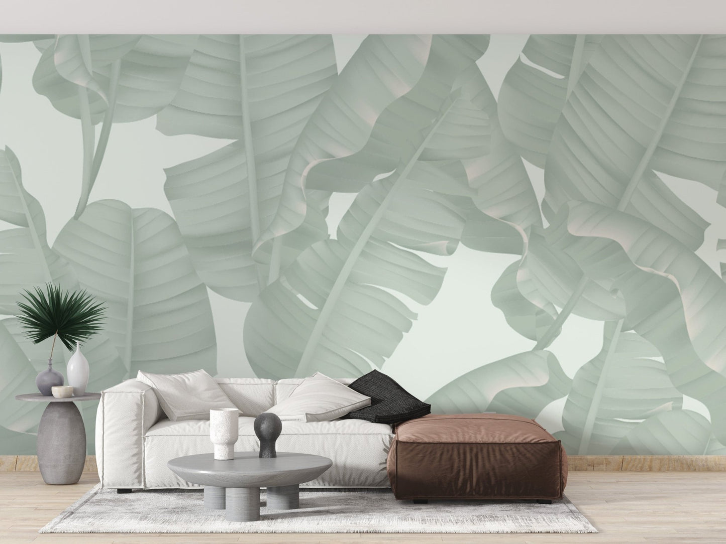 Nature-inspired banana leaf mural wallpaper A631