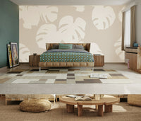 A calming foliage design wallpaper mural that defines a space.