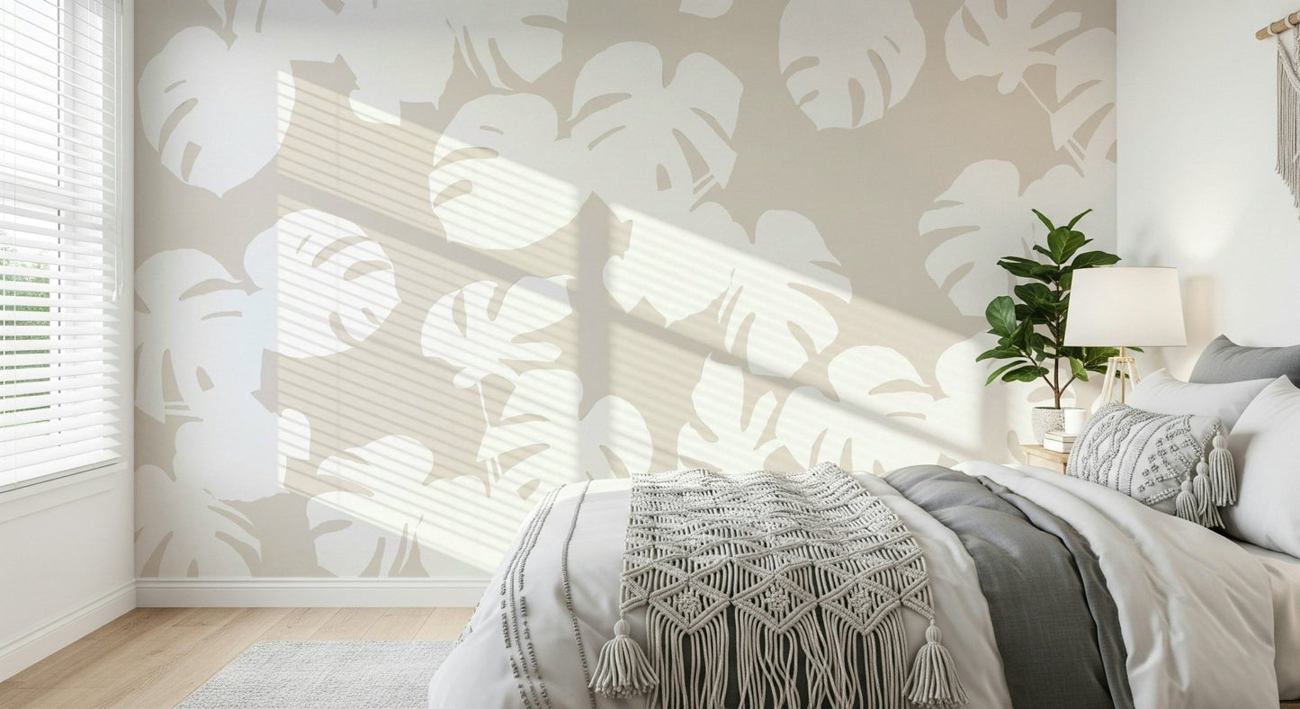 A tranquil botanical pattern wall mural for your decor.