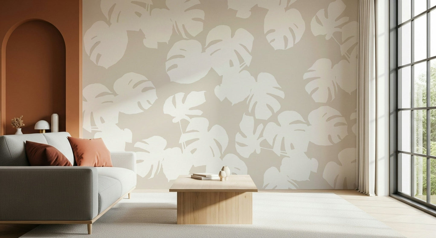 A beautiful modern art wall mural of plant leaves.