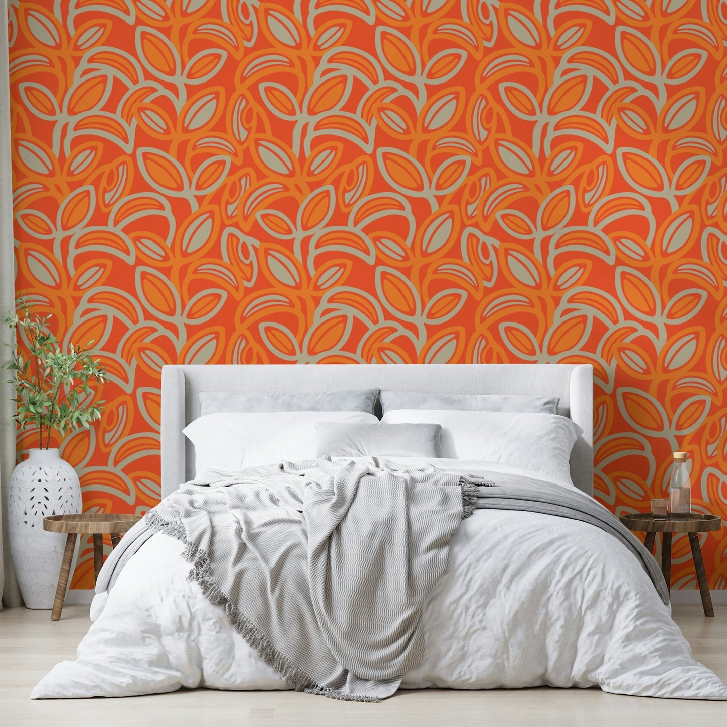 Playful leaf pattern in warm colors.

