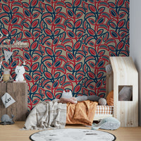 Playful leaf pattern in bold colors.

