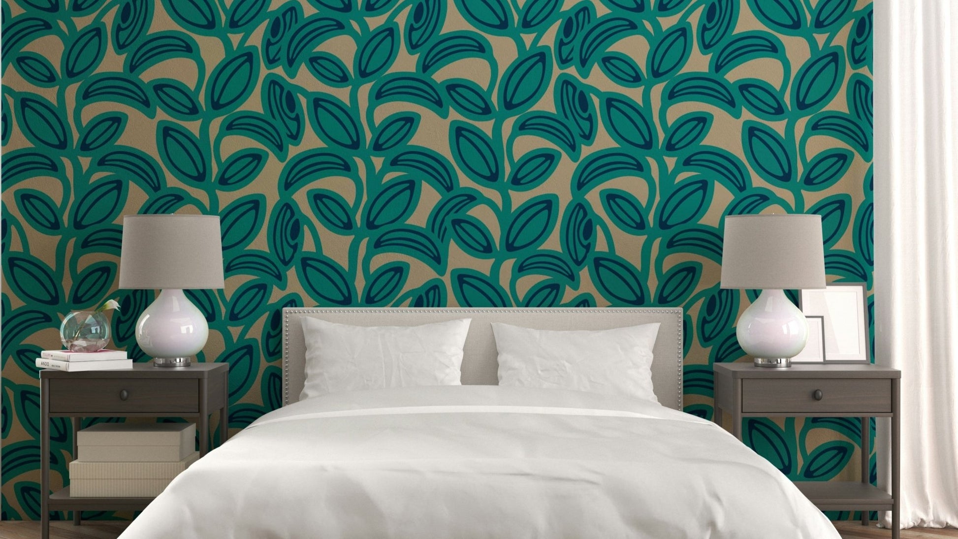 Groovy retro mid-century leaves.

