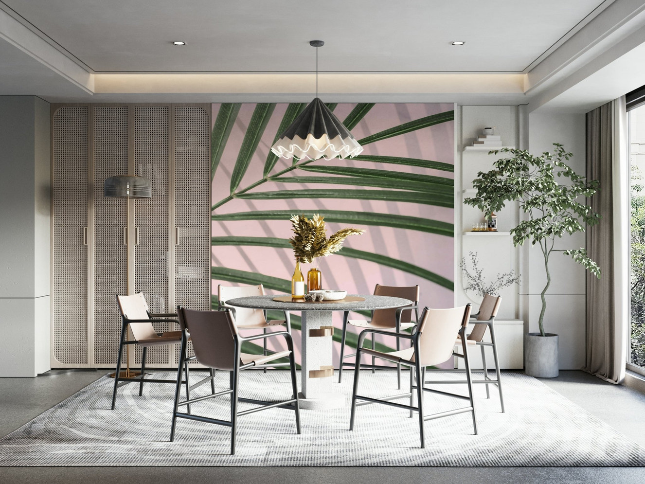 Delicate leaves with a soft, ethereal feel.

