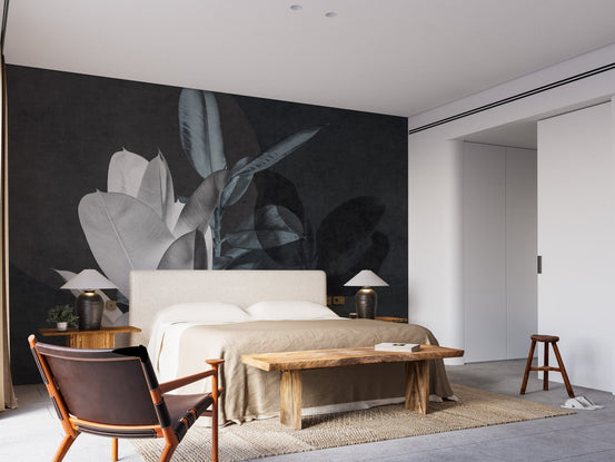 Large Leaves Textured Wallpaper Mural
 A563
