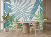 A contemplative leaf design wallpaper mural for a feature wall.

