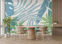 A contemplative leaf design wallpaper mural for a feature wall.

