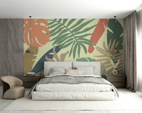 A contemplative botanical pattern wallpaper mural for a feature wall.

