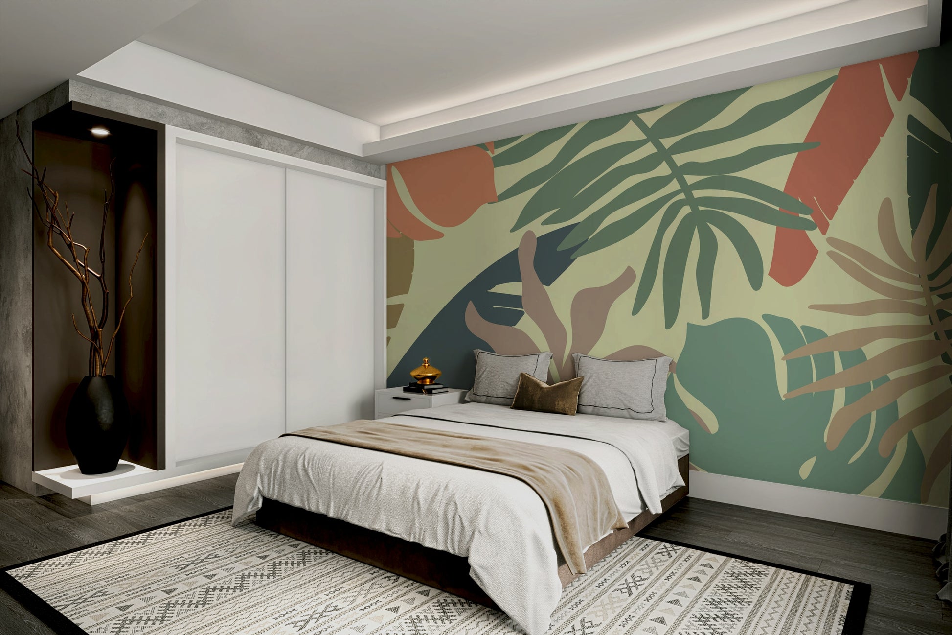 A serene foliage design wall mural for your decor.

