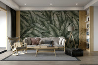 It features many types of overlapping green leaves.
