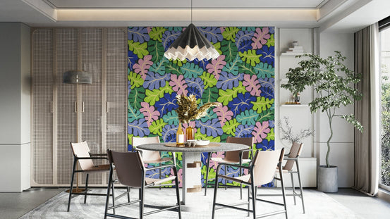 A wallpaper design with a repeating leaf pattern. GD3510

