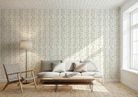Soft beige trailing leaves wallpaper for walls interior.