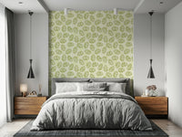 Refreshing botanical print of the Leaves Play Spring Green Wallpaper mural., GD6218
