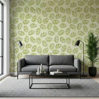 Abstract green foliage pattern of the Leaves Play Spring Green Wallpaper., GD6218