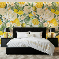 Interior space featuring the inspiring Lemon Bloom Garden Wall Mural.