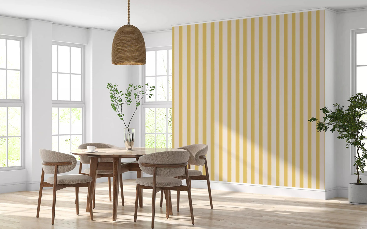 Lemon Gilded Stripes Wallpaper⁠
