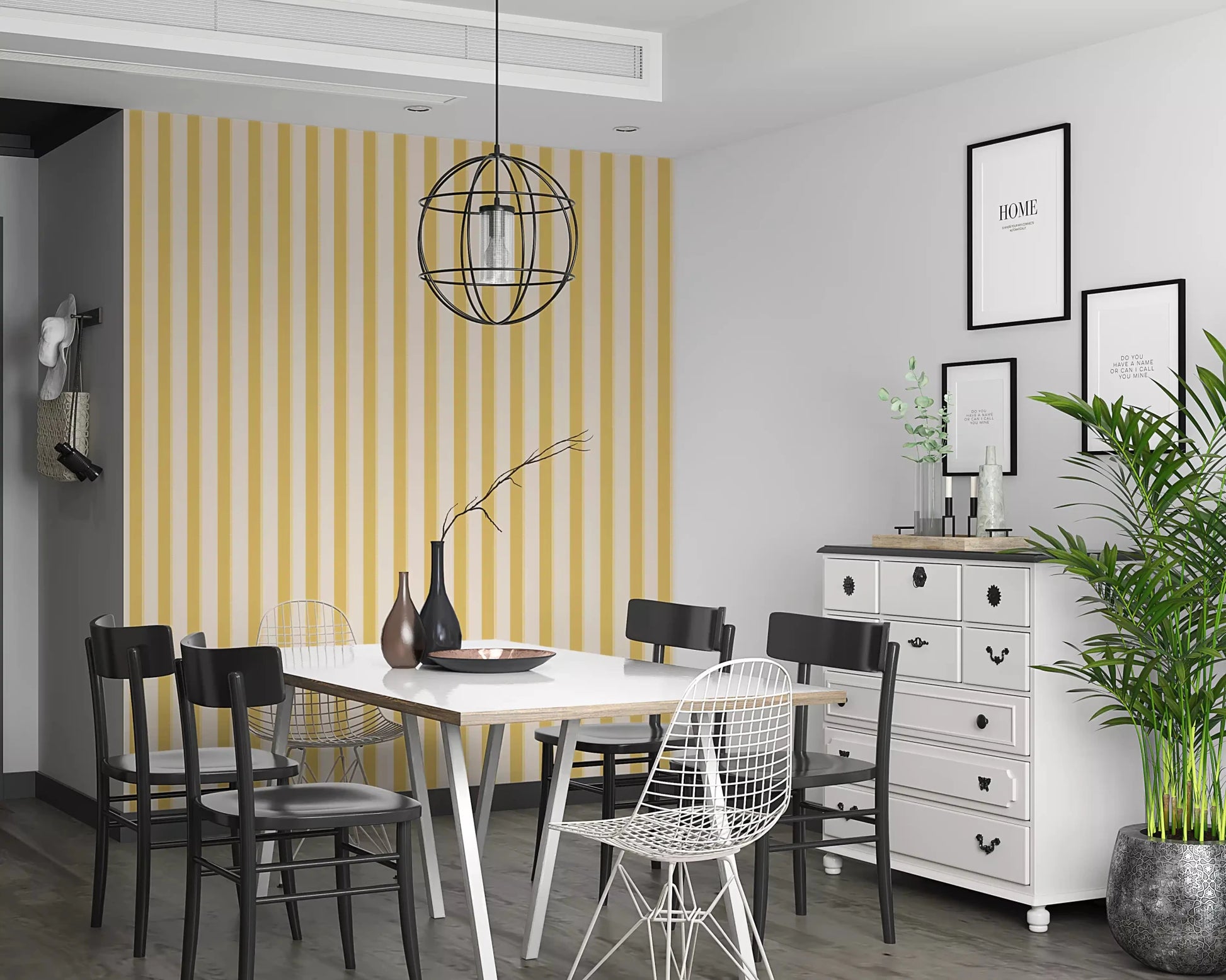Lemon Gilded Stripes Wallpaper⁠