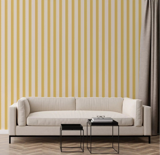 Lemon Gilded Stripes Wallpaper⁠
