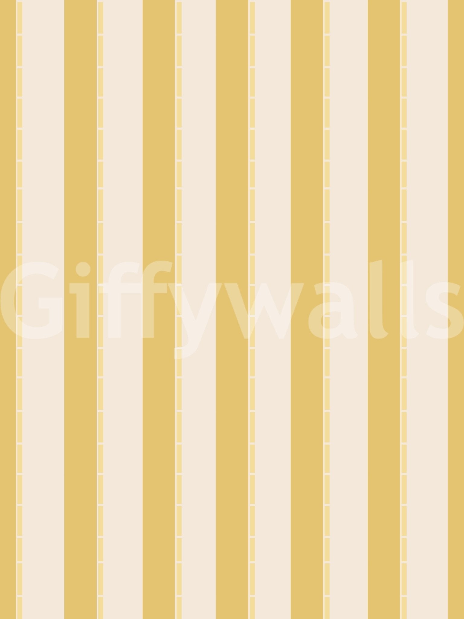 Lemon Gilded Stripes Wallpaper with soft yellow bands and slim gilded line detail
