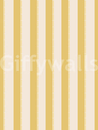 Lemon Gilded Stripes Wallpaper with soft yellow bands and slim gilded line detail