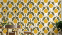 Faux tile mural with citrus fruit accents

