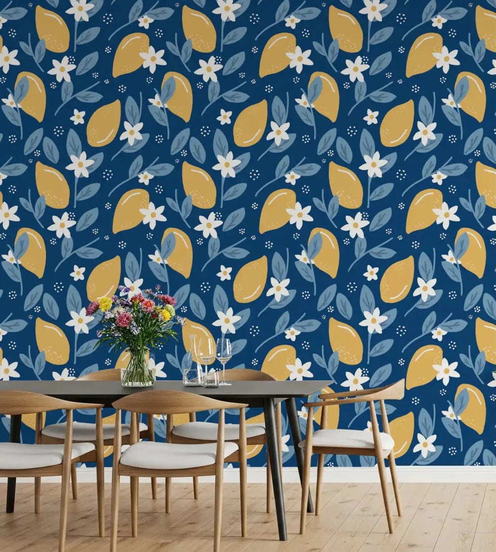 Dining room featuring this Lemon Orchard wallpaperGD9456