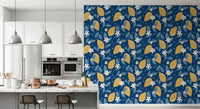 Navy blue Lemon Orchard wallpaper within a stylish Kitchen dining roomGD9456 