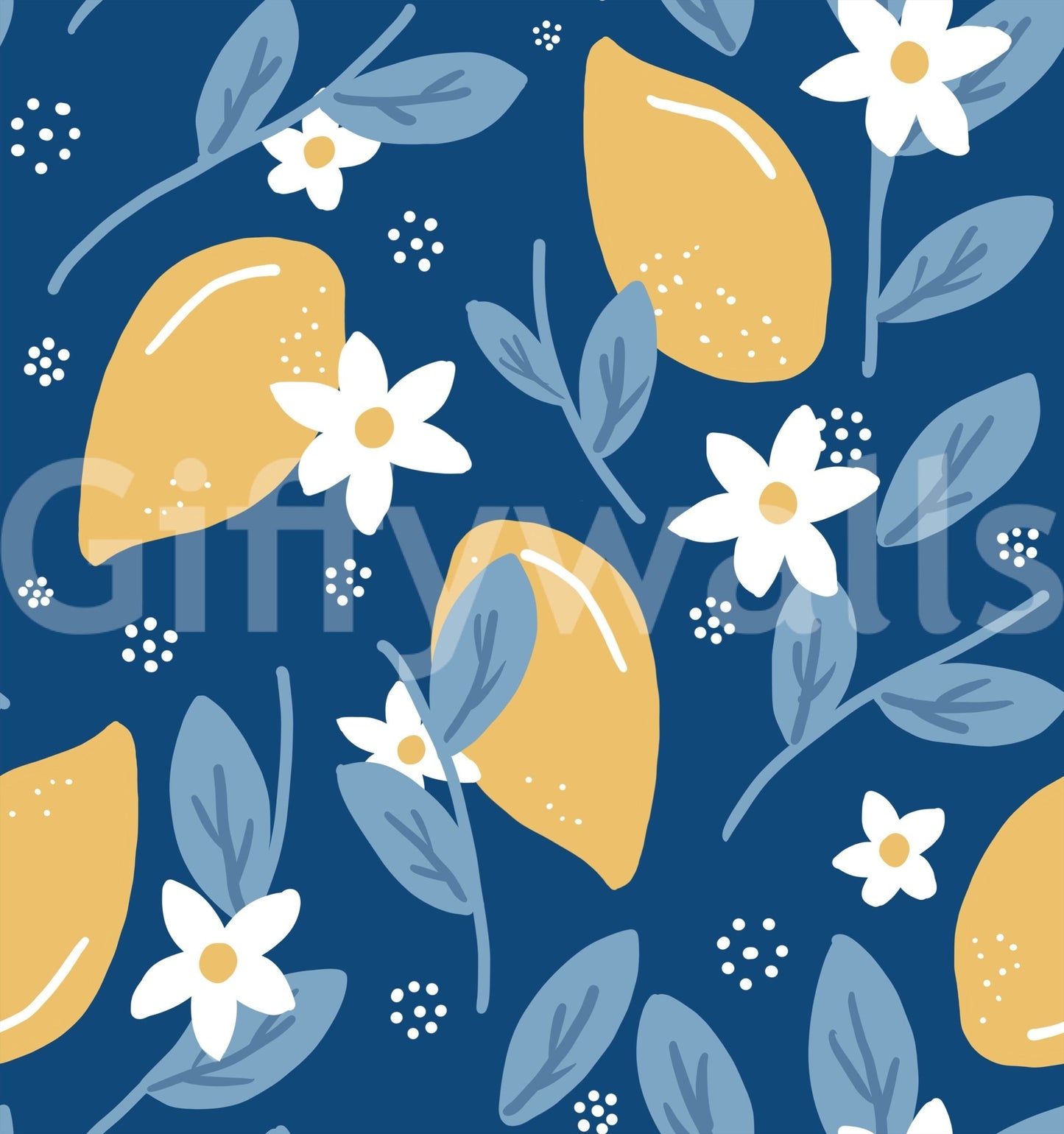 Botanical intricate yellow lemons on Orchard wallpaperGD9456