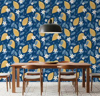 Lemon Orchard wallpaper installed along a spacious Dining room GD9456
