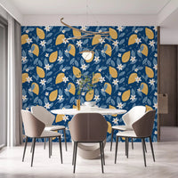 Mediterranean style citrus motifs on Lemon Orchard wallpaper⁠GD9456