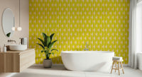 Bright Lemon Rhombus peel and stick wallpaper, sunny pattern tapestry.
