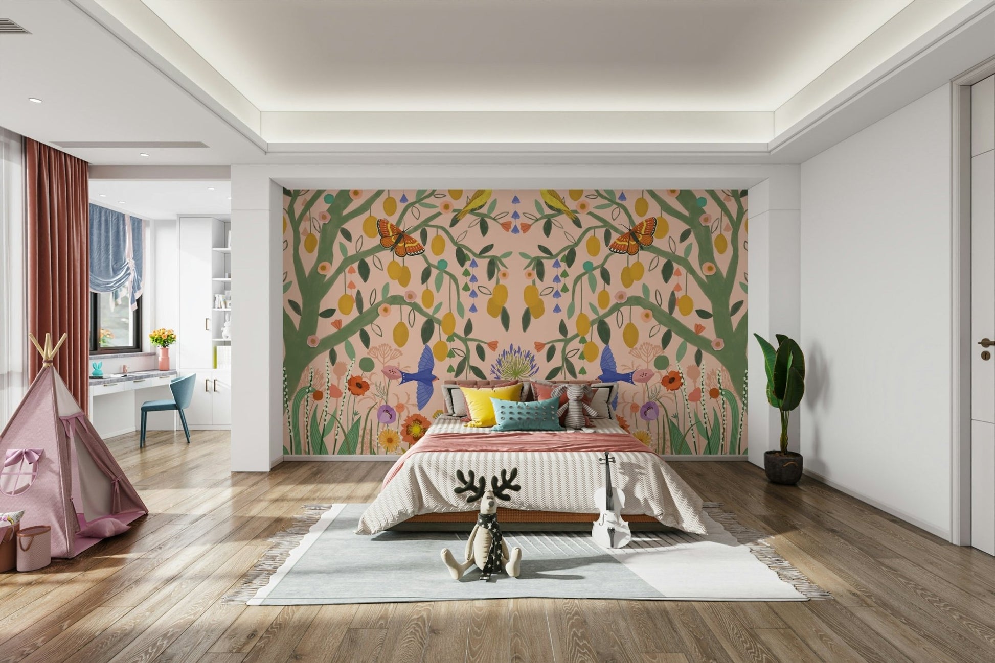 Lemon tree mural to add warmth and brightness., GD1593
