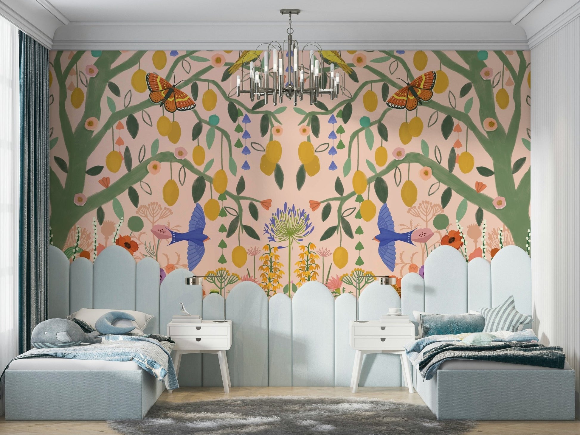 Citrus-inspired lemon tree mural for fresh spaces., GD1593