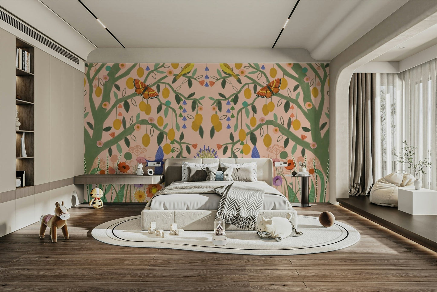 Modern lemon tree mural for a bright, fresh interior., GD1593