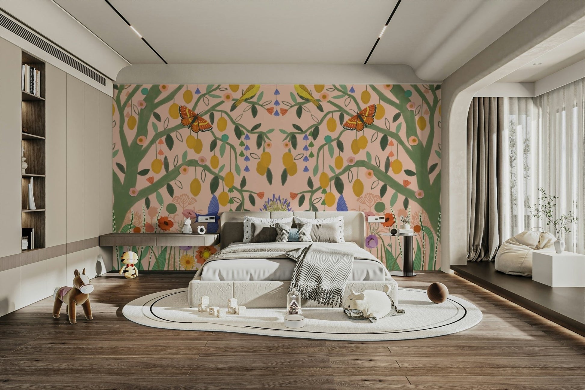 Modern lemon tree mural for a bright, fresh interior., GD1593