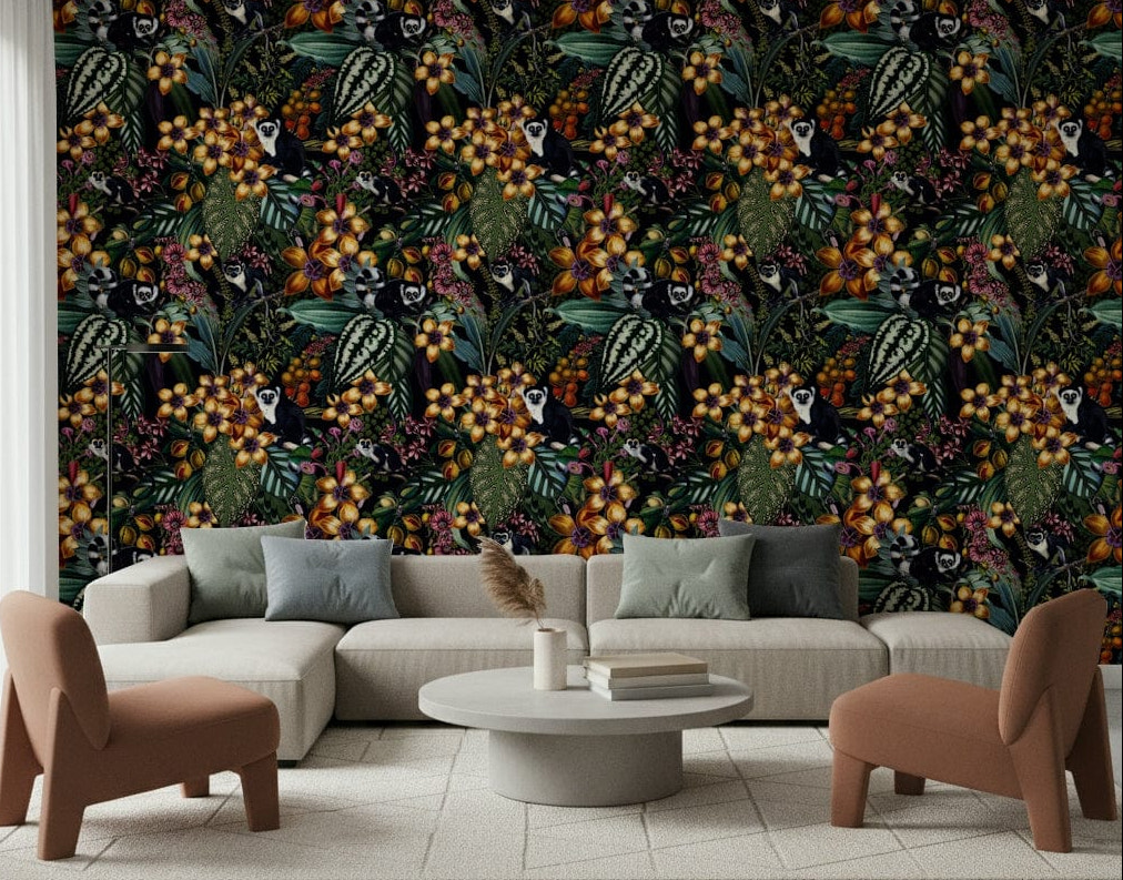 Lemur's Secret Garden wall mural for a fun and creative feature wall.