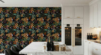 Lemur's Secret Garden wall mural with playful primates and tropical ferns.