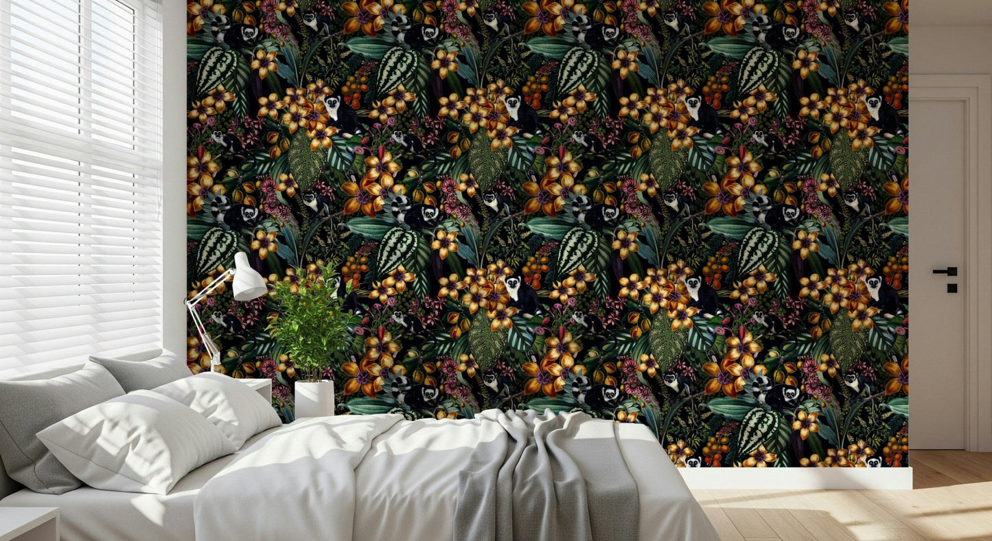 Detailed animal wallpaper with realistic fur textures and jungle foliage.
