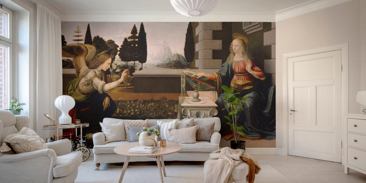 Leonardo's Annunciation mural for timeless wall sophistication. B637
