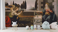 Artistic Annunciation mural inspired by Leonardo's masterpiece. B637
