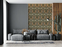 Leopard's Lair: Botanical Symmetry Wallpaper for a bold feature wall.