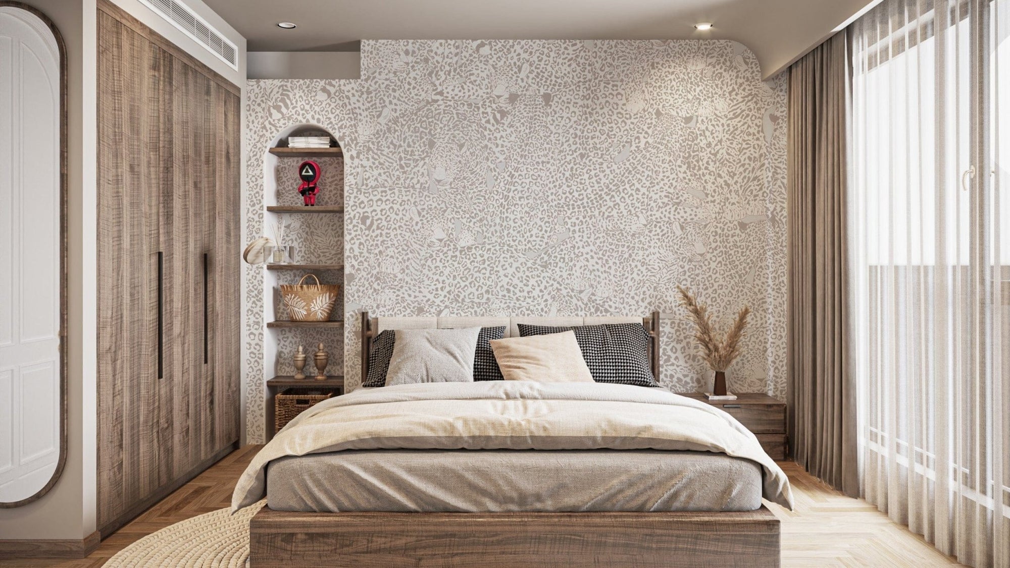 Wildlife-Inspired Leopard Pattern Wallpaper B631
