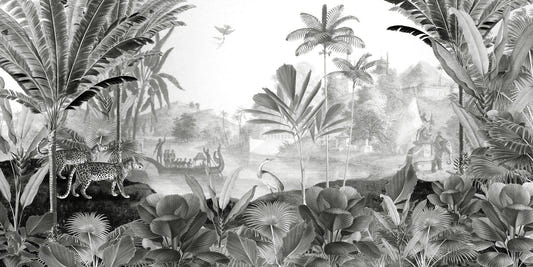 Grayscale vintage palm tree wall murals