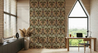 Natural rainforest wallpaper with leopards and exotic floral patterns.